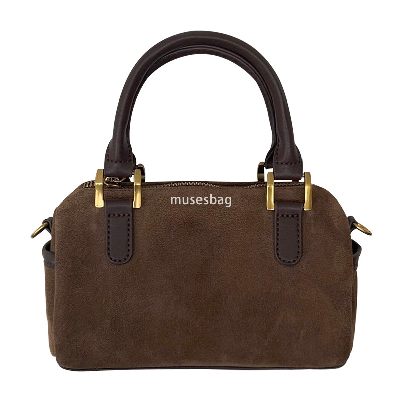 Korean version of autumn and winter new retro suede versatile single shoulder diagonal cross small bag pillow bag Boston portable women's bag tre