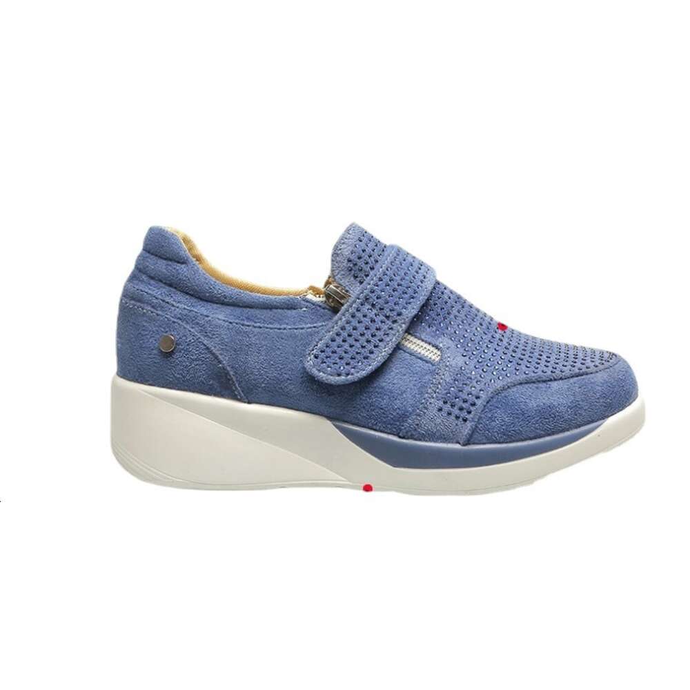 Autumn New Large Round Headed Diamond Velcro Single Fashion Slope Heel Casual Women S Shoes Ddmysaturn