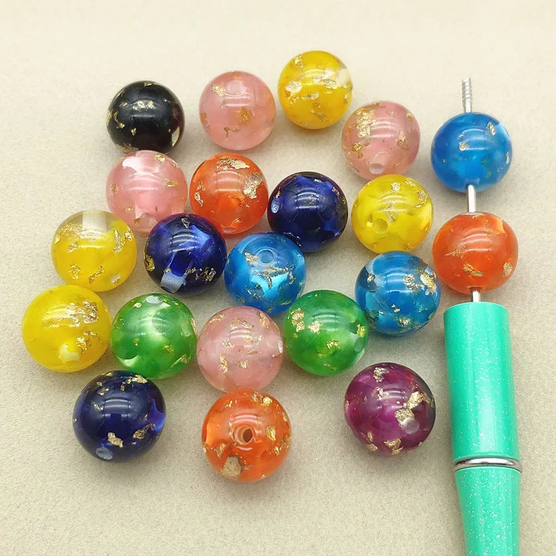 Arrival 16mm 100pcs Resin Powder Effect Round Beads For Handmade Pen/Earring/Necklace DIY Parts.Jewelry Findings Components 240620