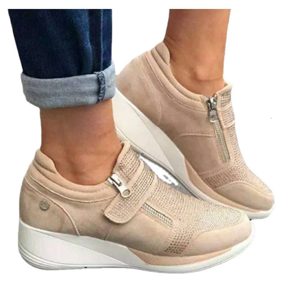 Autumn New Large Round Headed Diamond Velcro Single Fashion Slope Heel Casual Women S Shoes Ddmysaturn