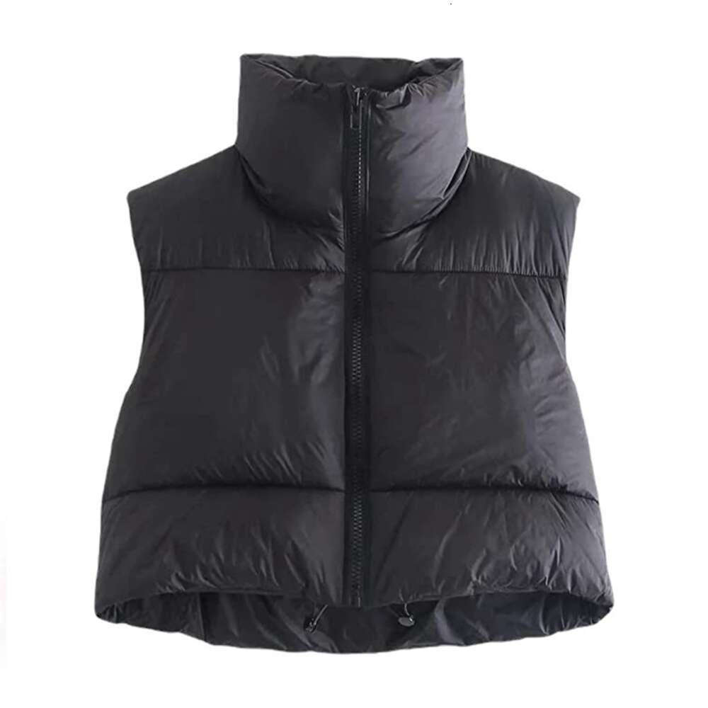 Autumn And Winter Women's Cotton Down Short Stand-up Collar Warm Sleeveless Quilted Vest Outdoor Travel Jacket TopsF6.20#35