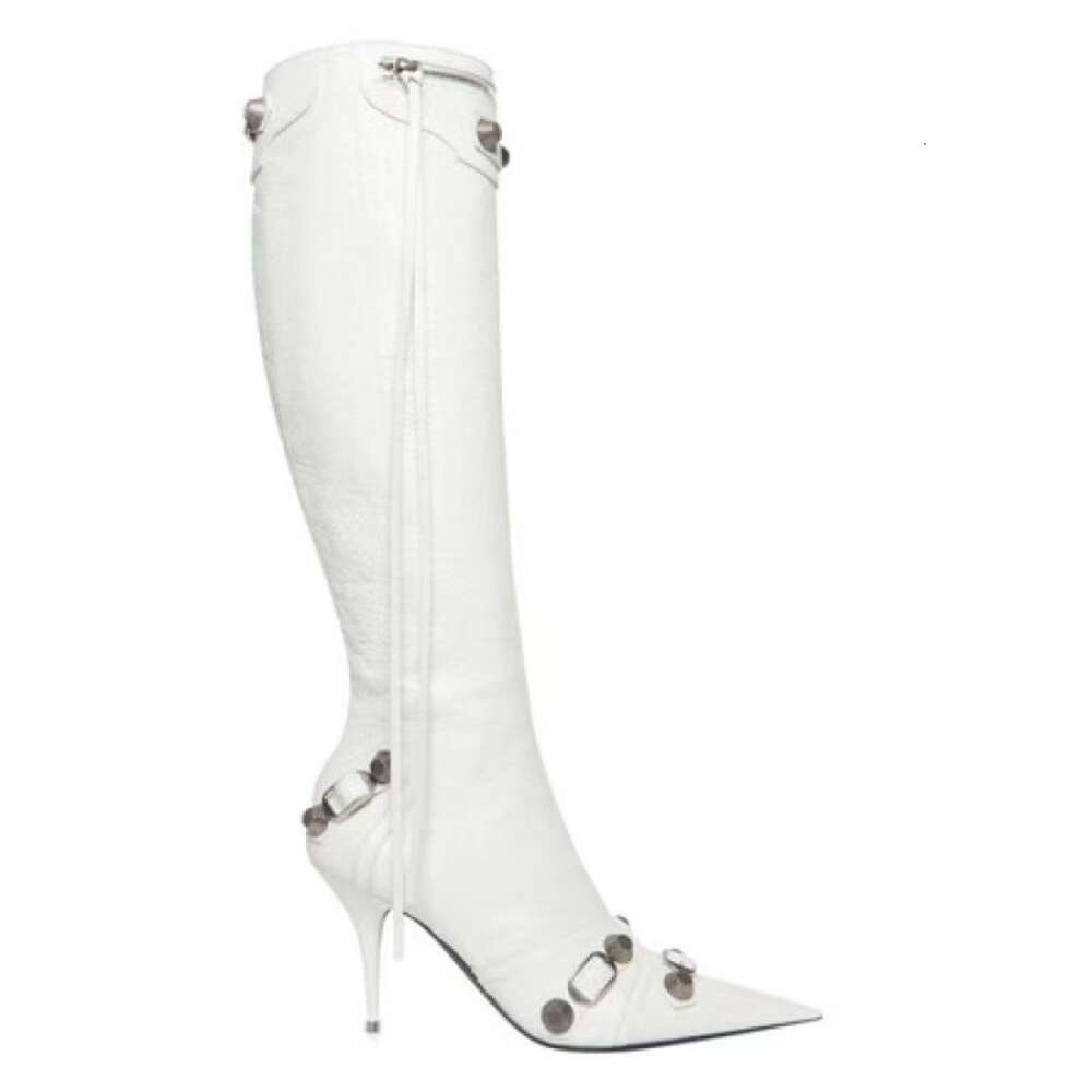 Slim Ultra Pointed Heel Side Open Zipper Rivet Large Tassel Boots High Heels Ddmysaturn