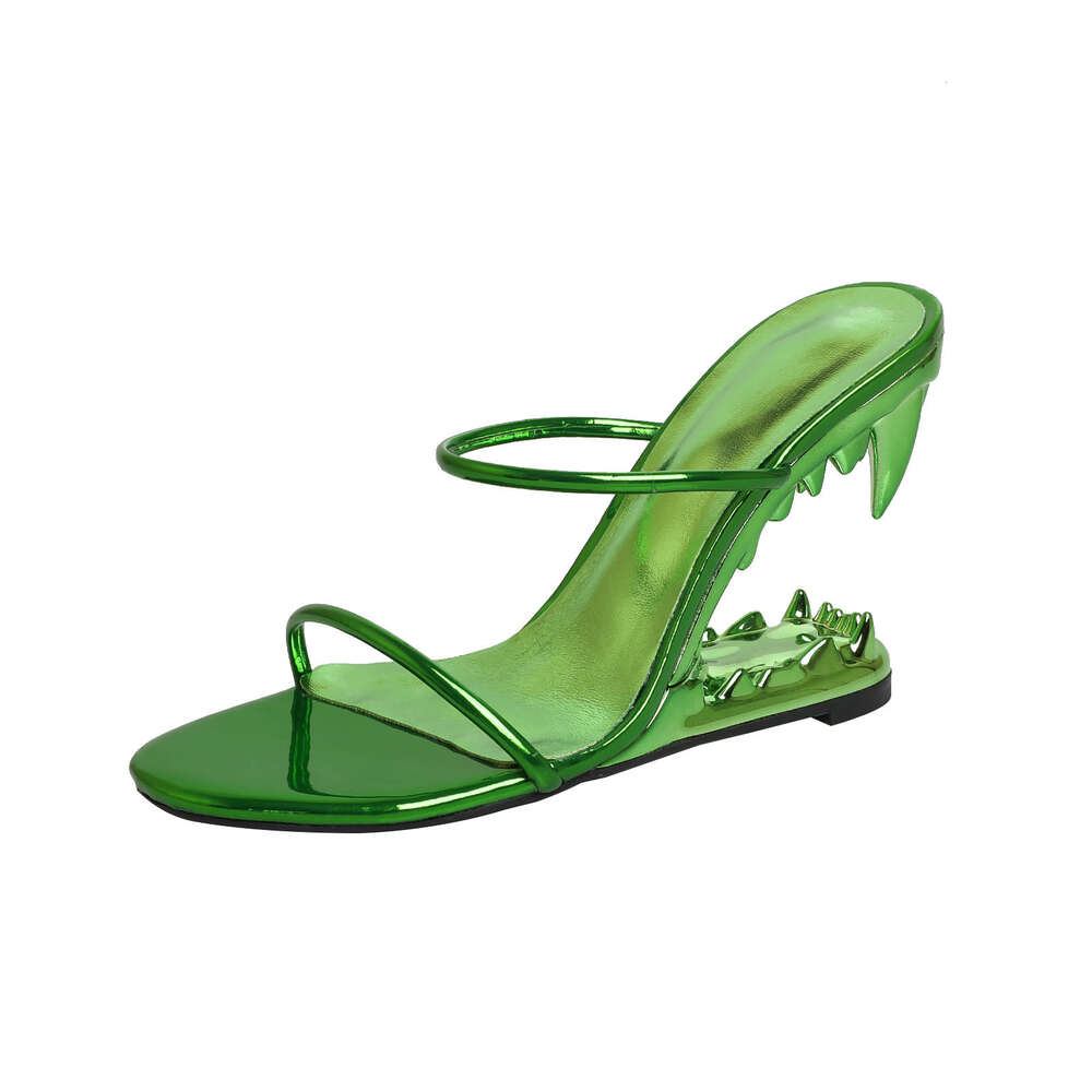 Spring New Instant Teeth Irregular Heels Women S High Heel Slippers Show Style Ddmysaturn