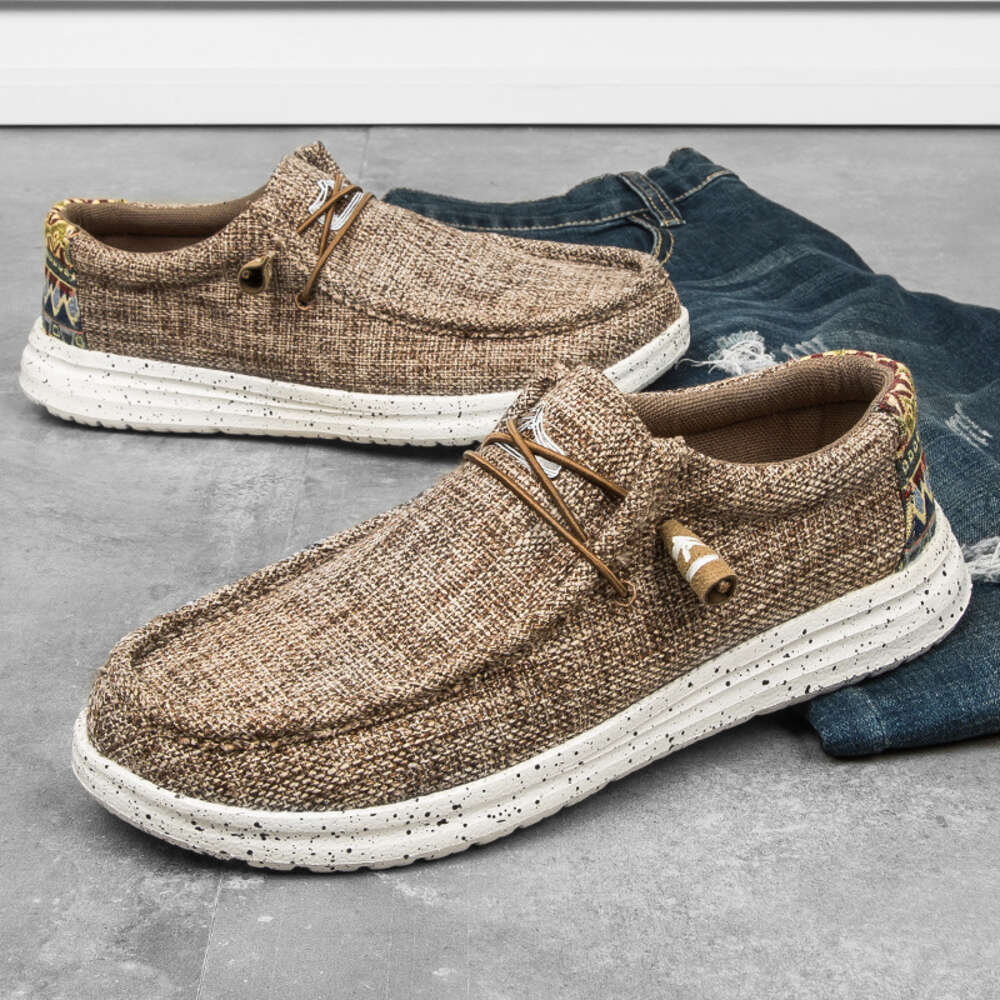 Large size 46 men's canvas lightweight and breathable linen wide edition cloth shoes, one step old Beijing shoes
