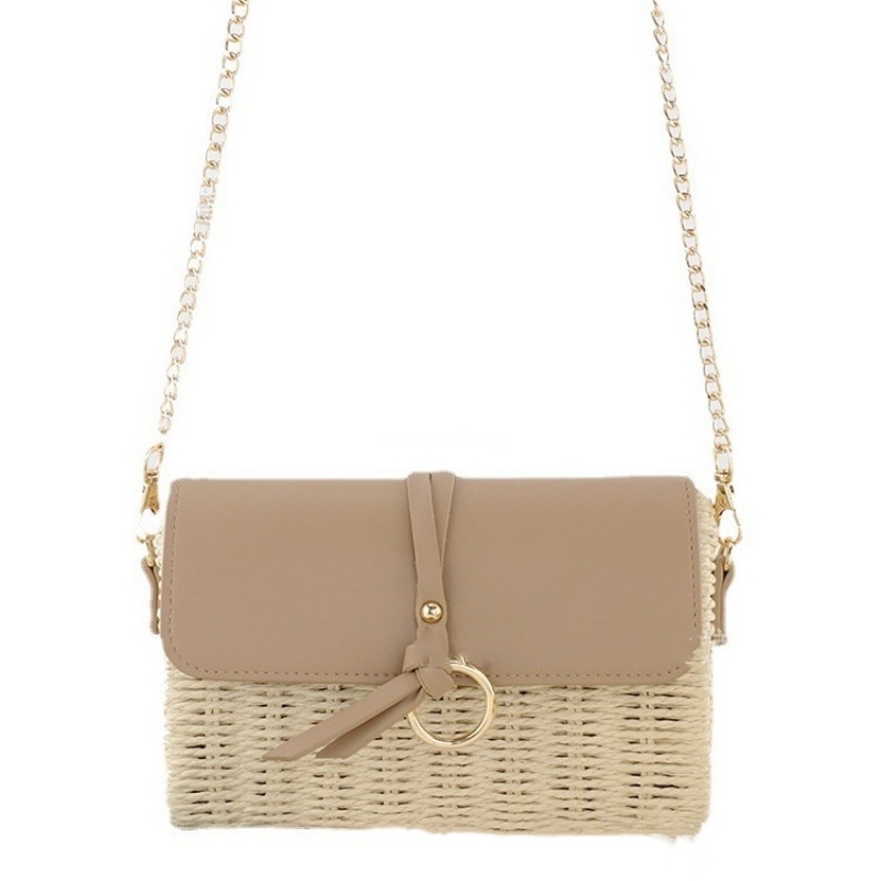 Designer Women's High Quality Fashionable and Practical Multi functional Crossbody Grass Knitted Round Buckle Single Shoulder Bag Beach Colorful 