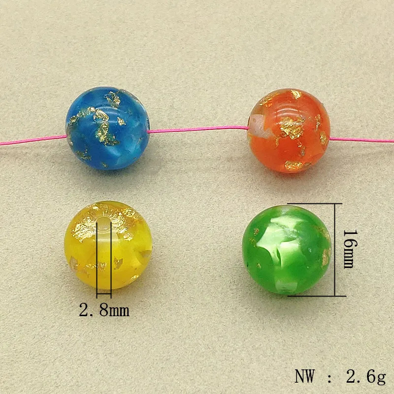 Arrival 16mm 100pcs Resin Powder Effect Round Beads For Handmade Pen/Earring/Necklace DIY Parts.Jewelry Findings Components 240620