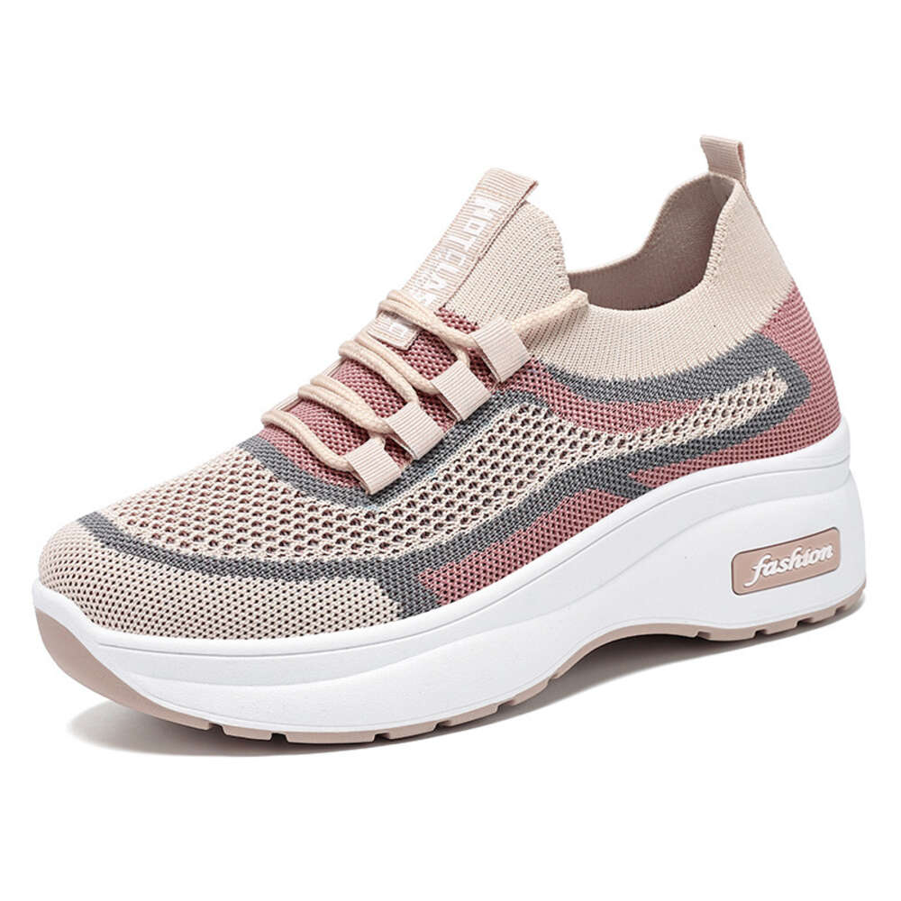S With Women Thick Soles Classic Casual Sponge Cake Comfortable Breathable All Season Flying Woven Shoes Fashionable And Versatile Sock Ddmysaturn
