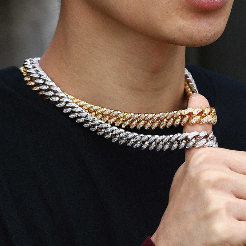 12mm Latest Trendy Moissanite k Chain Gold Color Dia Iced Out Necklace Hip Hop sier S Cuban chain