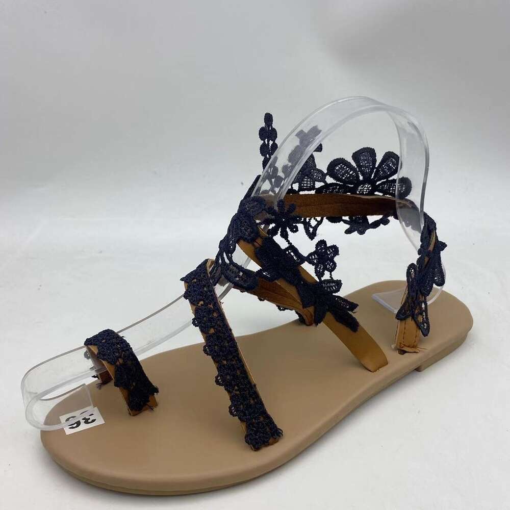 Solid Open New Toe Flower Flat Heel Sandals Large Ddmysaturn