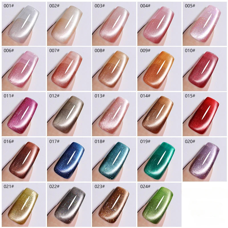 24pcs/set 15ML Colorful Aurora Broken Diamond Cat Eye Nail Polish Gel Magnetic UV Soak Off Gel Varnish Galaxy Cyclone Gel Polish 240617