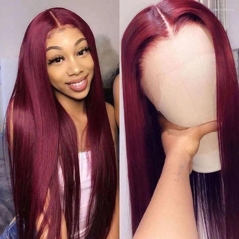 Bombshell Dark Wine Red Synthetic Hair 13 3 Lace Front Straight Heat Resistant Fiber Natural Haire For Women