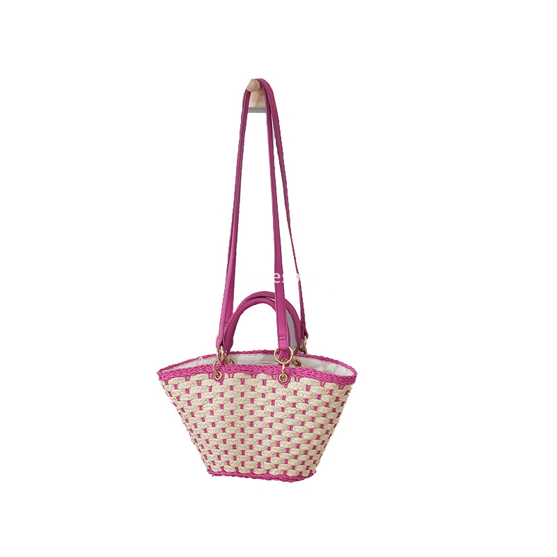 Designer Women's High end New Fashionable and Simple Large Capacity Grass Woven Bag Crossbody Handbag Contrast Color Casual Handwoven Shoulder Ba