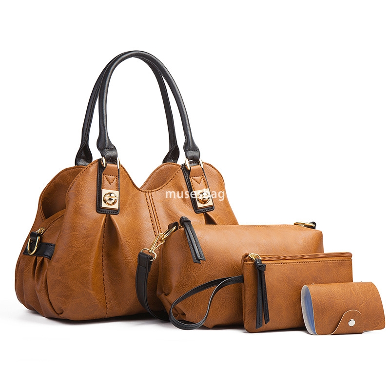 Designer women's high-end retro mother bag three piece set European and American fashion large capacity portable single shoulder diagonal cross b