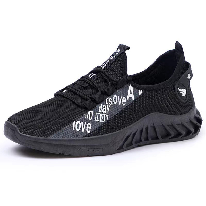 Men Sneakers Low-Top Letter Print Trainers Shock Absorbing Tennis Travel Walk Sport Shoes