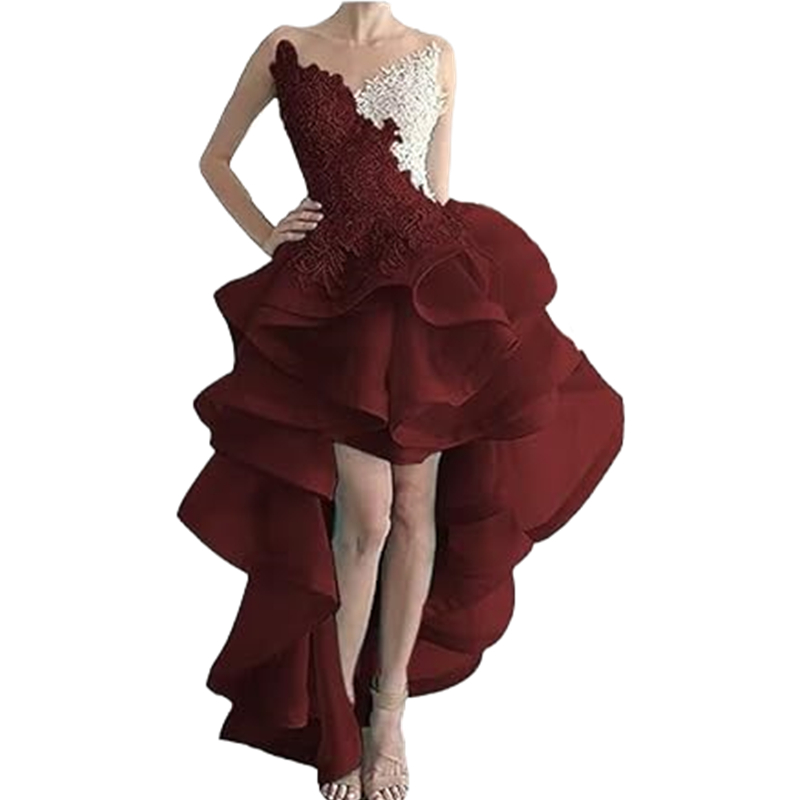 High Low Black And White Prom Dresses Ruffles Sexy Backless Special Occasion Dress Lace Appliques Cocktail Party Gown For Women 2024 Evening Robe De S