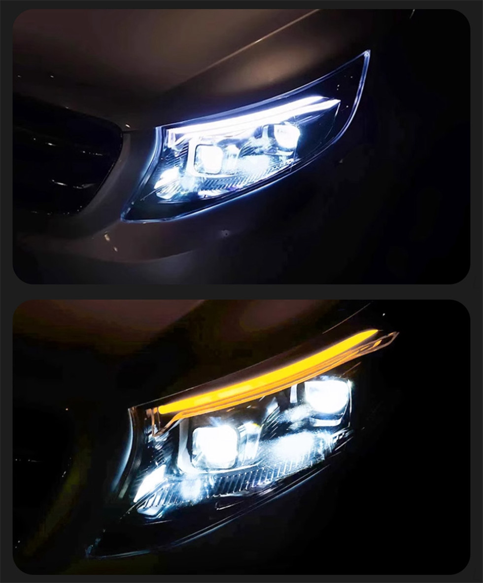 For Benz Vito Headlight 20 16-2023 W447 Headlights Plug and Play with LED DRL Dynamic Turning Front LED Head Lights