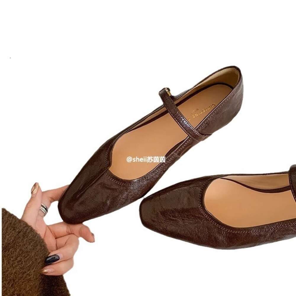 Yinyin Popular Su Internet Celebrity Has Same Style As The Swedish Estate Handmade Washed Pleats With A Flat Bottom Mary Jane Shoes Women S Singles Dd