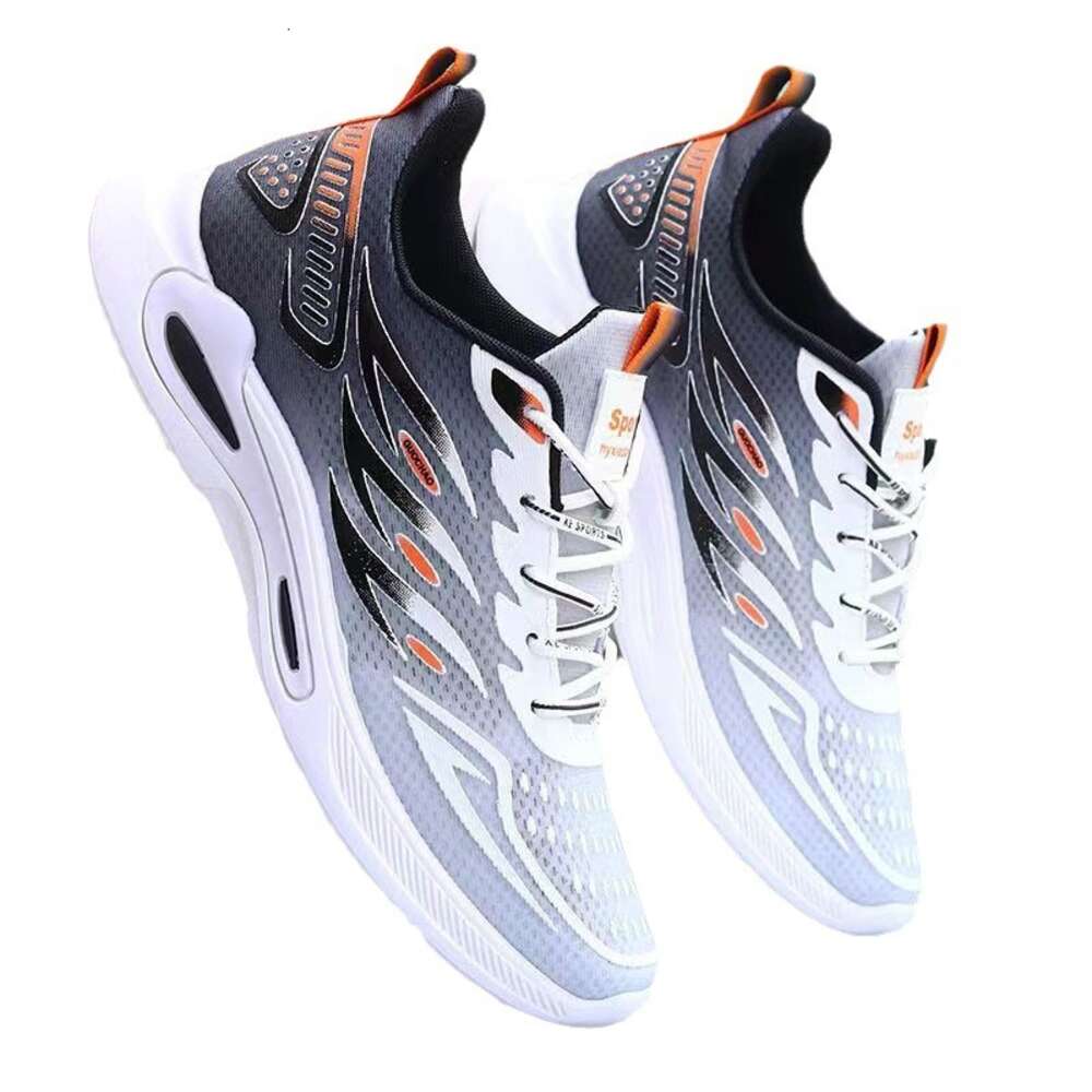 Mesh men's shoes, breathable, fashionable lace up casual for students, comfortable, low cut, thick sole, high visibility sports shoes