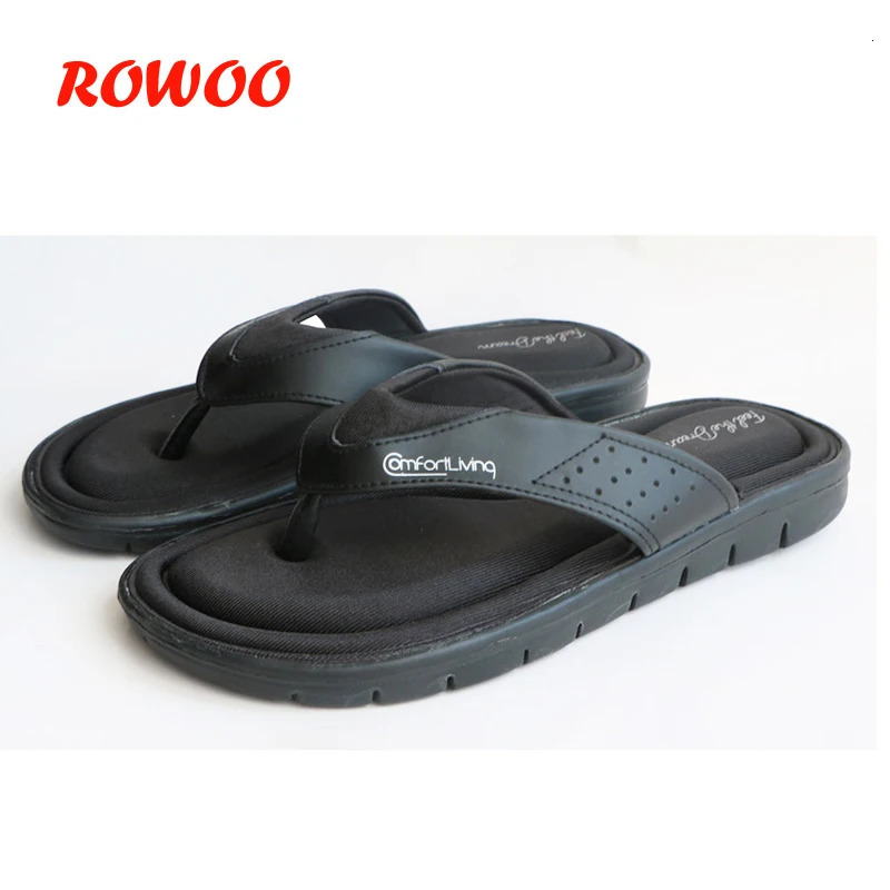 Summer Fashion Mens Flip Flops Anti-slip Black Male Sandals Comfortable Classic Beach Slippers For Men Slides Memory Foam 240620