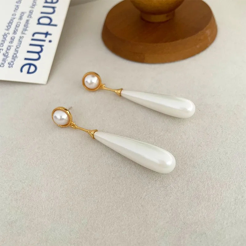 Water Drop Long Pearl Earrings Tassel High-Grade Simple Temperament 925 Silver Needle 240620