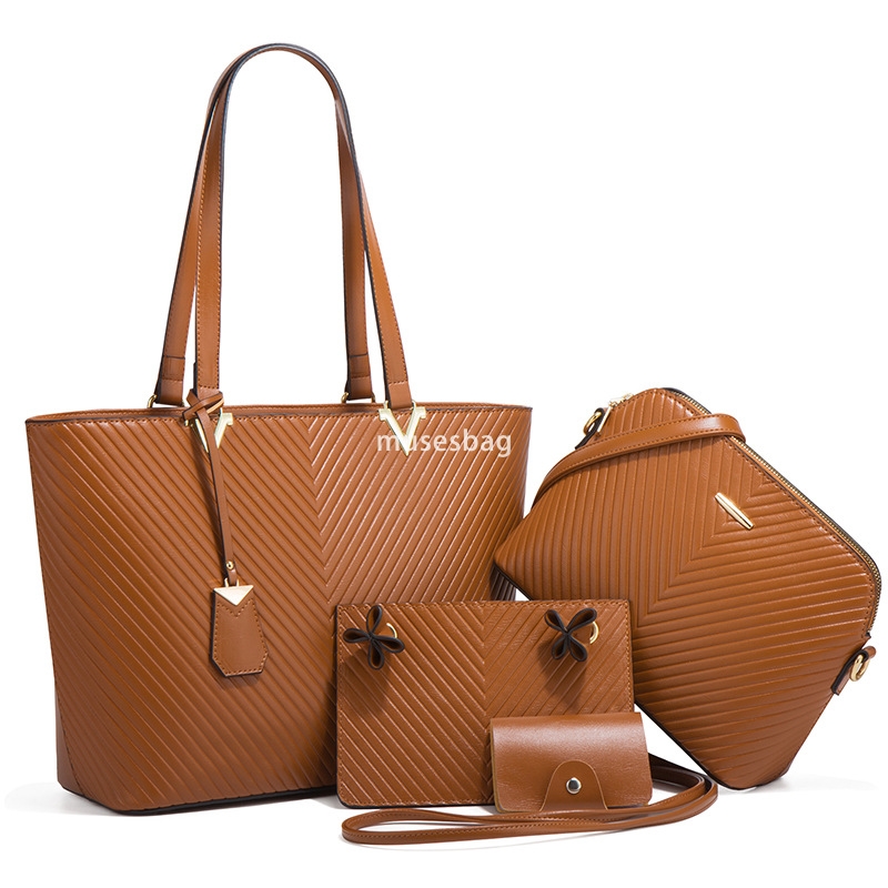 High end women's designer new fashionable mother and child bag with large capacity simple European and American style bag set of four portable cr