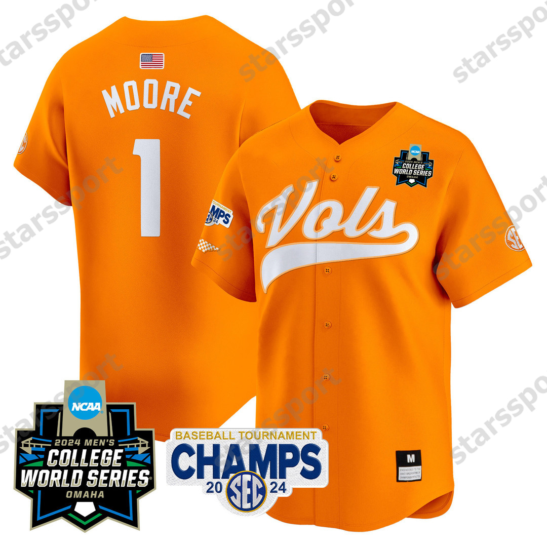 Custom 2024 Tennessee Volunteers Baseball CWS Christian Moore Bradke Lohry Blake Burke Billy Amick Kavares Tears Cannon Peebles Dylan Dreiling VOLS Je