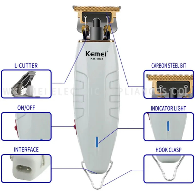 Kemei 1931 Powerful Electric Hair Trimmer Beard Grooming For Men Rechargeable Clipper Hair Cutting Machine Blade Can Be Zero 240619