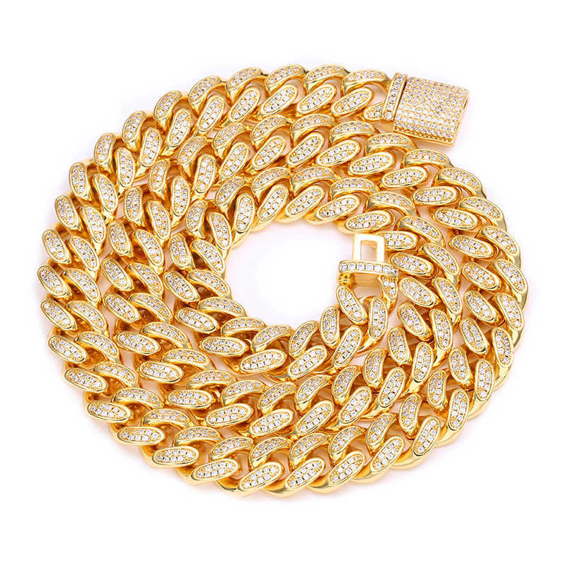 12mm Latest Trendy Moissanite k Chain Gold Color Dia Iced Out Necklace Hip Hop sier S Cuban chain