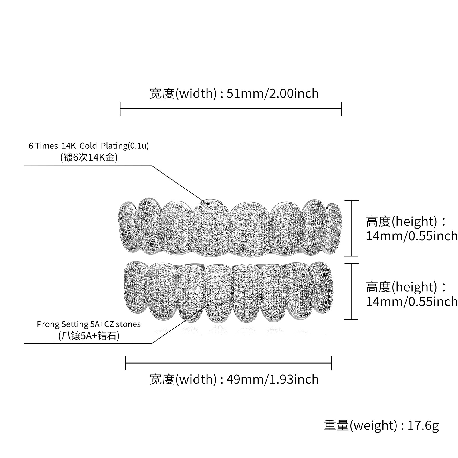 Cap Rapper Jewelry for Cosplay Party Halloween Real Gold Punk Hiphop Dental Mouth Grillz Bling Cubic Zircon Rock Vampire Teeth Fang Grills Braces Toot