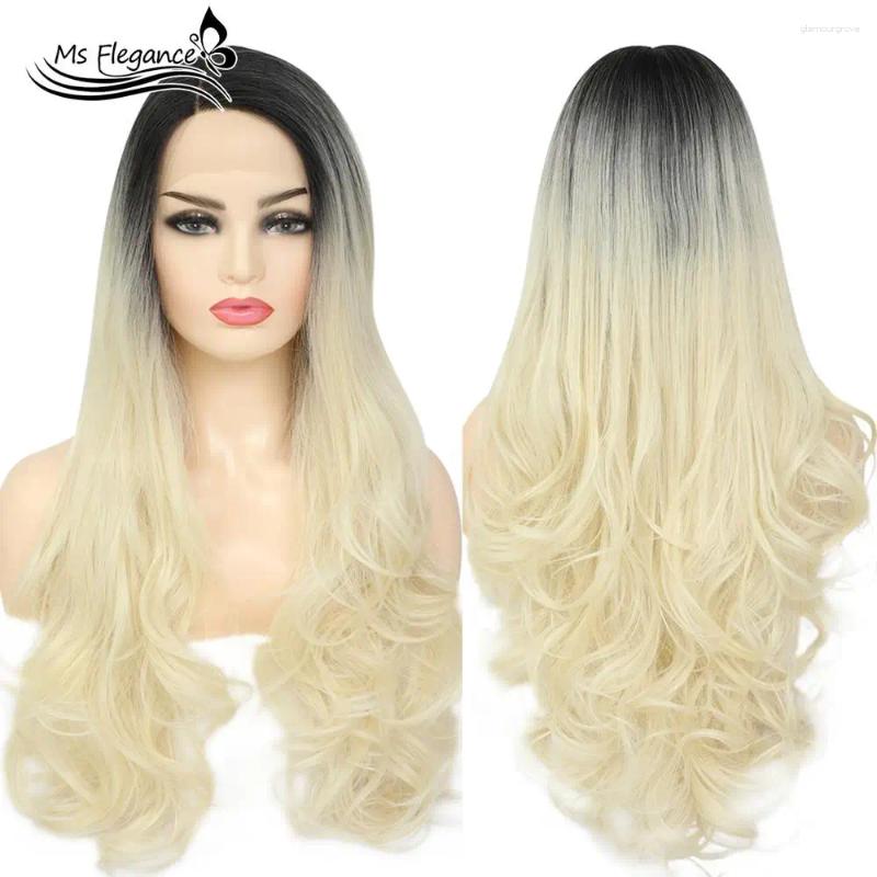 24Inch 613 Ombre For Black Women Wavy Synthetic Lace Front Hair Extention Blonde