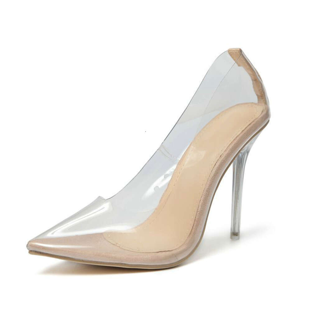 S Transparent Women Single Shoes With Pointed Toe Shallow Mouth Slim High Heels Large Size Long Term Ddmysaturn