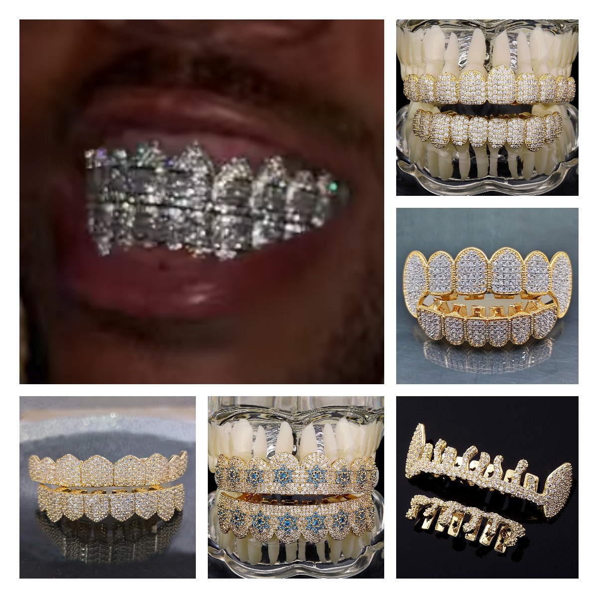 Cap Rapper Jewelry for Cosplay Party Halloween Real Gold Punk Hiphop Dental Mouth Grillz Bling Cubic Zircon Rock Vampire Teeth Fang Grills Braces Toot