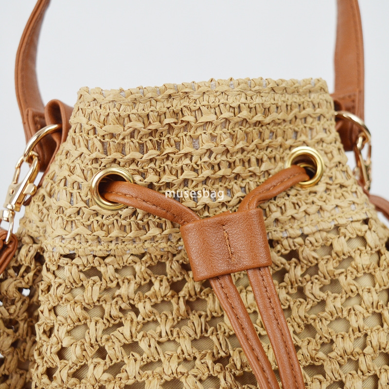 Fashionable Women's High Quality Simple Casual Large Capacity Baby Mom Buying Vegetables Practical Handheld Cute Woven Backpack Woven Bag Handmad