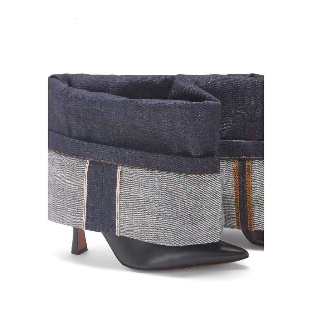 New Autumn Winter Women S Denim Colored Pointed High Heel Short Sexy Trouser Sleeve Naked Boots Trend Ddmysaturn