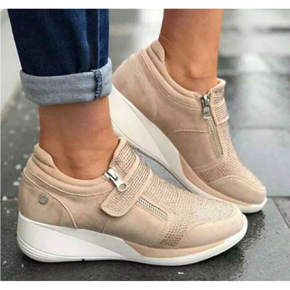 Autumn New Large Round Headed Diamond Velcro Single Fashion Slope Heel Casual Women S Shoes Ddmysaturn