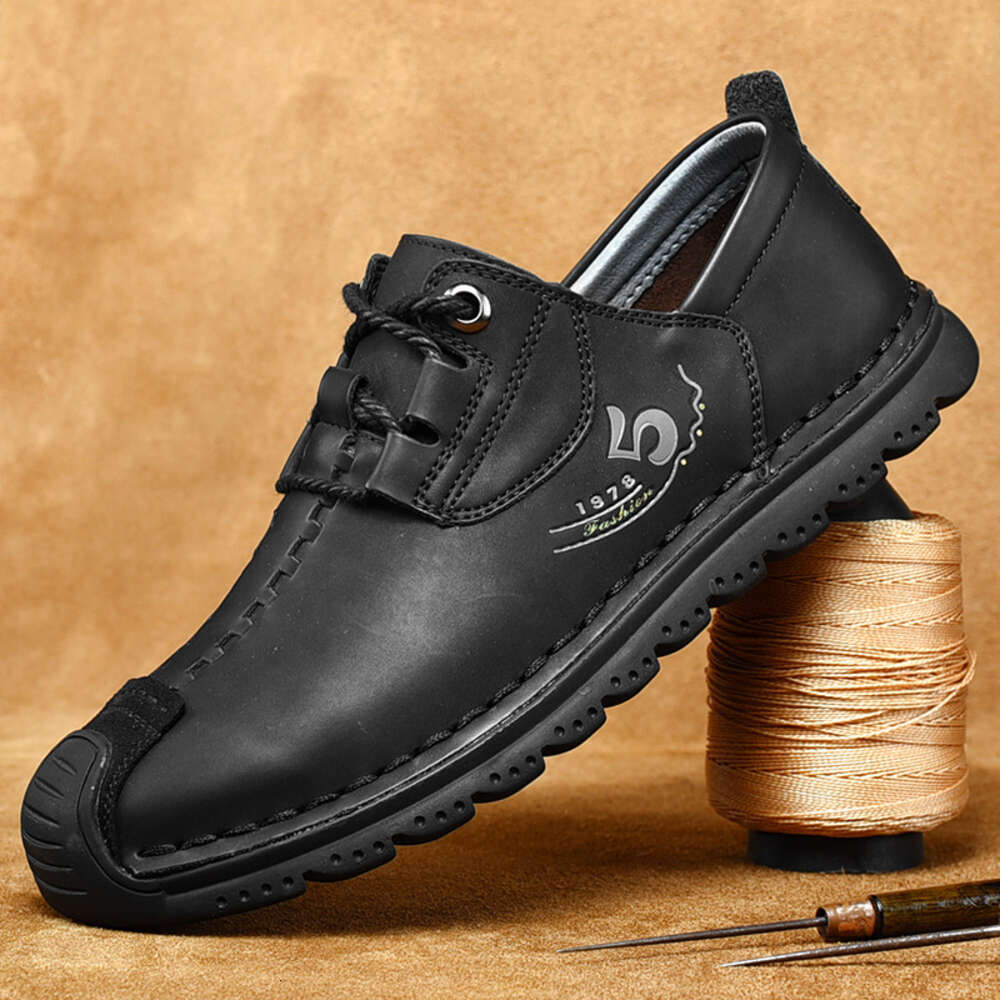 Ddmysports Men S In Sizes Genuine Leather Straps Anti Slip And Wear Resistant Soft Soles Casual Men Shoes Dad OUTDOOR