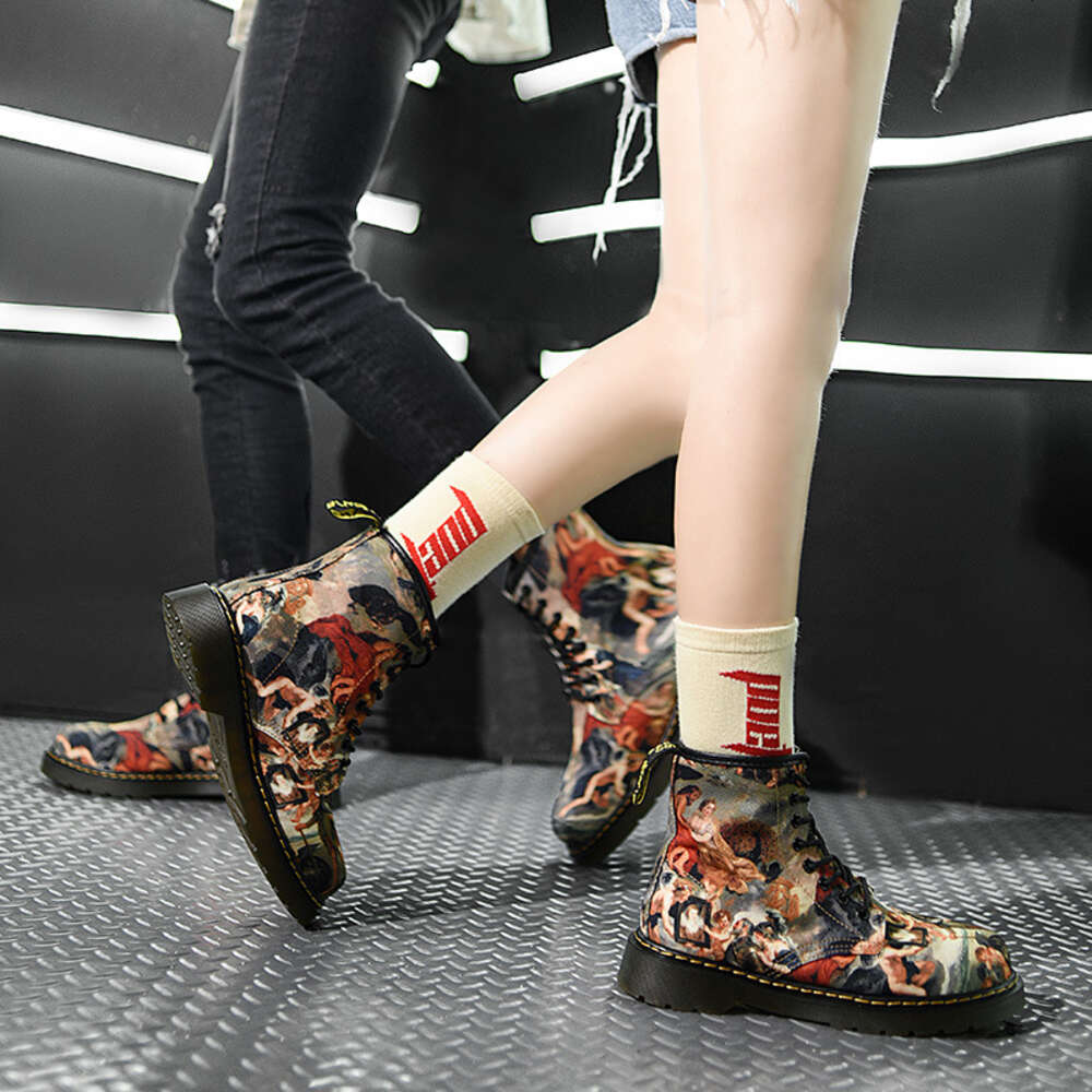 American Autumn Street Winter New Men S Art Graffiti Martin Boots Couple High Top Fashion Shoes Ddmysaturn
