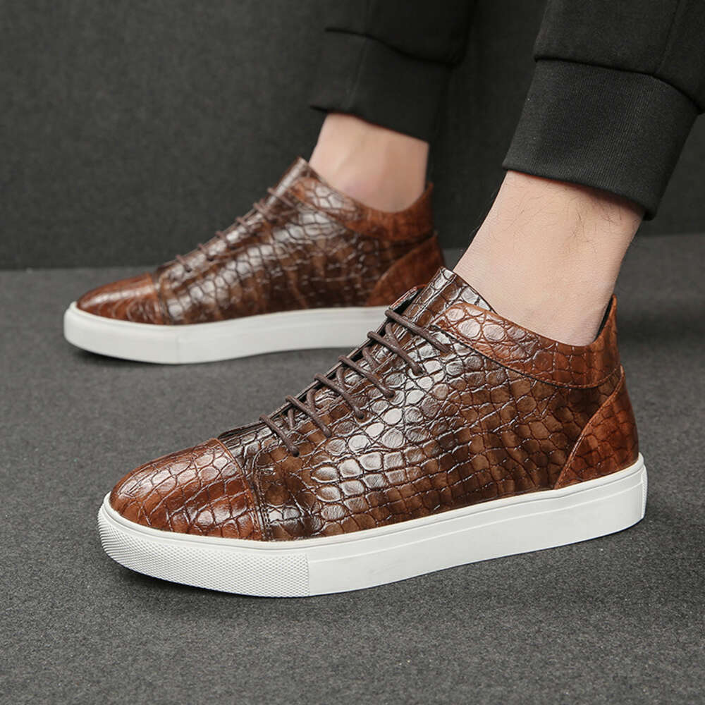 Trendy Large Board Thick Sole Korean Leather Casual Fashion High Gang Men S Shoes Ddmysaturn