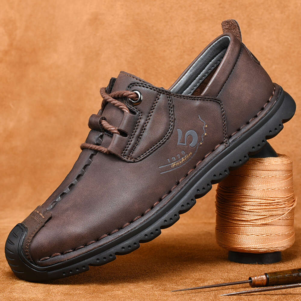 Ddmysports Men S In Sizes Genuine Leather Straps Anti Slip And Wear Resistant Soft Soles Casual Men Shoes Dad OUTDOOR