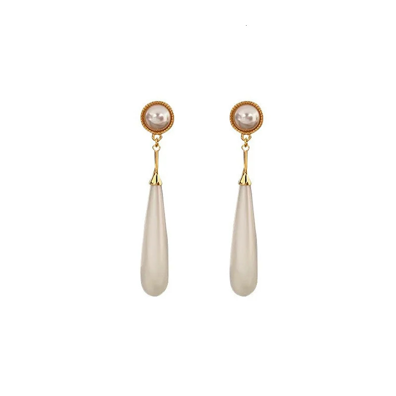 Water Drop Long Pearl Earrings Tassel High-Grade Simple Temperament 925 Silver Needle 240620