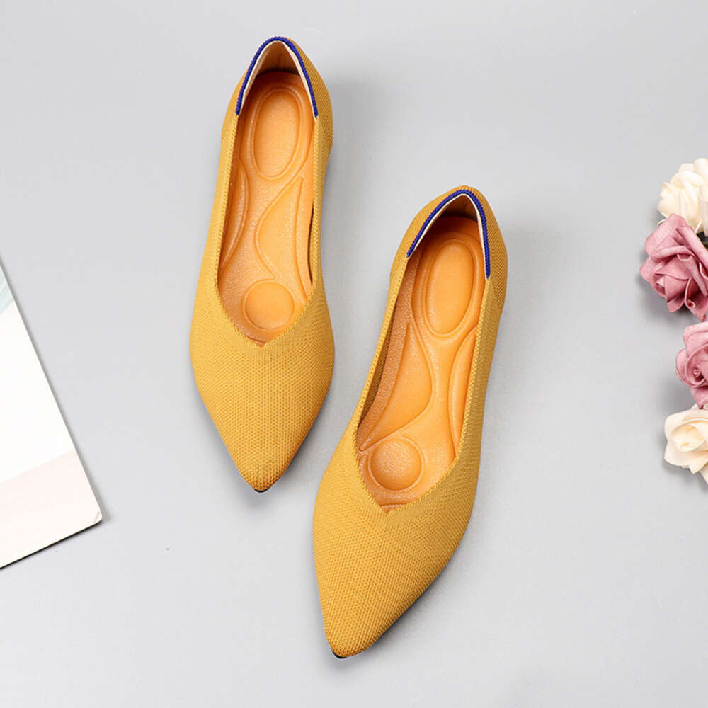 Rolls Princess Chicken Spring And Autumn Flying Weaving Single Doudou Flat Large Women S Soft Sole Knitted Pointed Boat Shoes Ddmysaturn