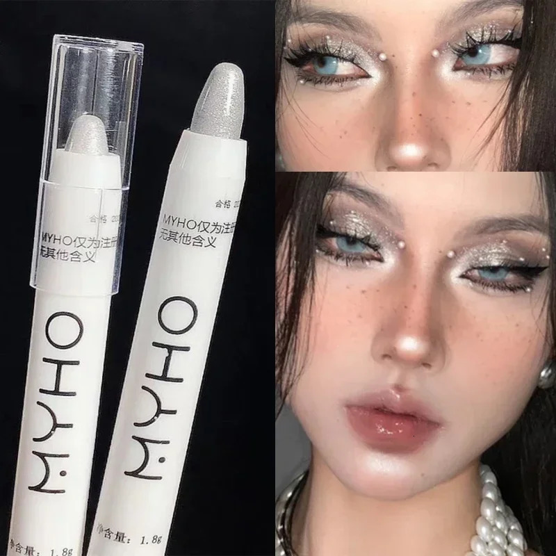 Glitter Eyeshadow Highlighter Eye Makeup Pearlescent White Waterproof Matte Pink Silkworm Champagne Gold Eyeliner Pen Cosmetics 240620