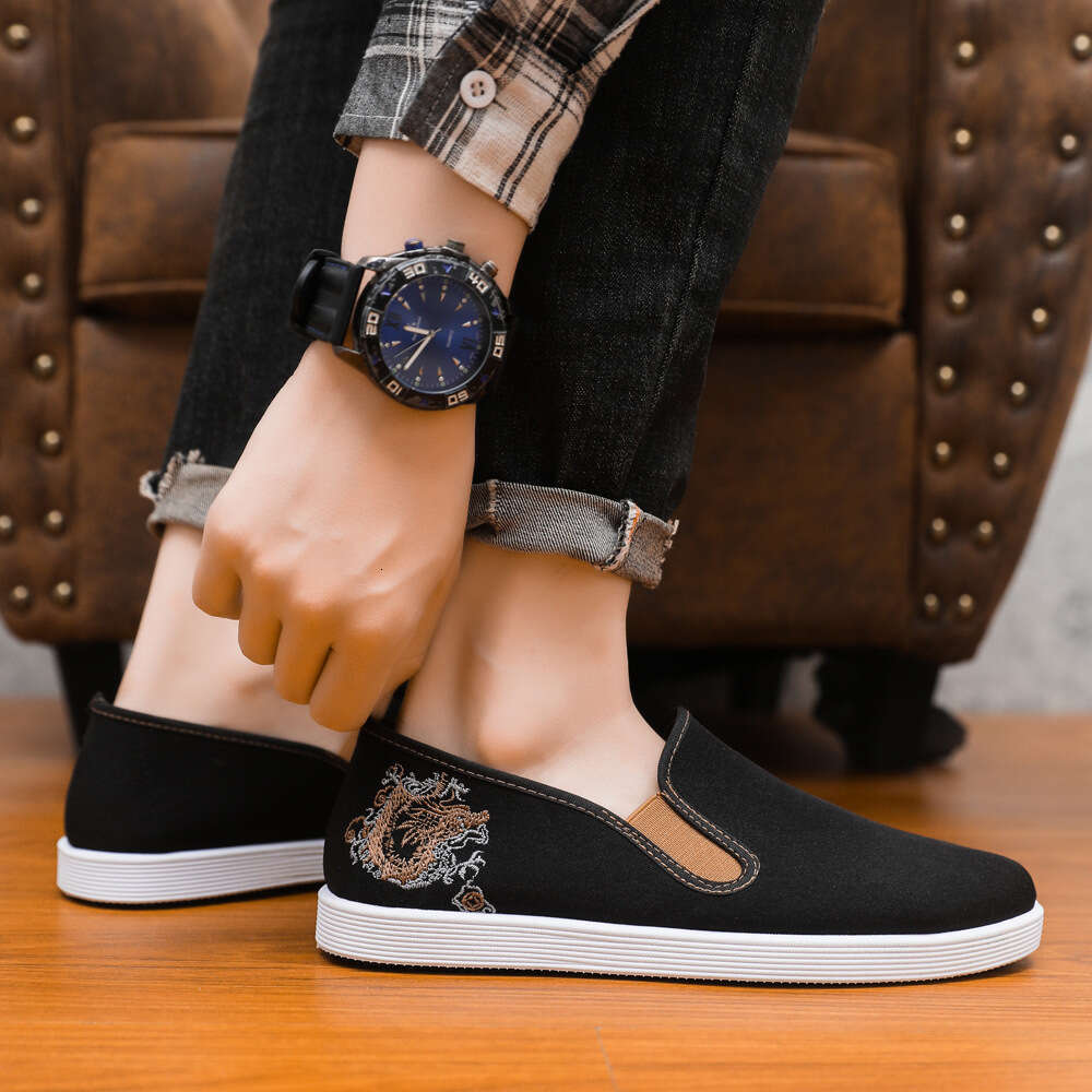 Ddmysports Spring New Chinese Style Embroidery Casual Old Beijing Cloth Men S Soft Sole Driving Shoes Anti Slip And Breathable OUTDOOR
