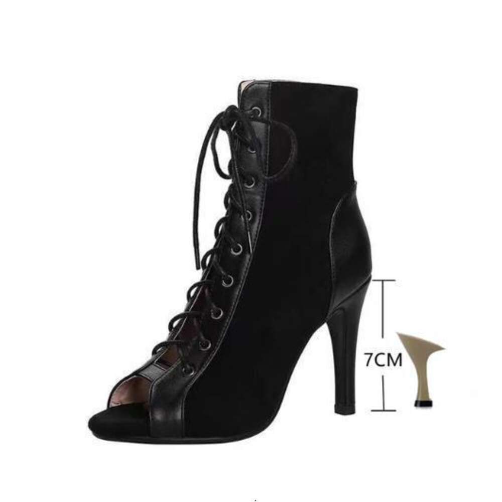 Slim Large Size High Heels Mesh Hollow Sexy Sandals Fashionable Lace Up Fabric Fish Mouth Cool Boots Ddmysaturn