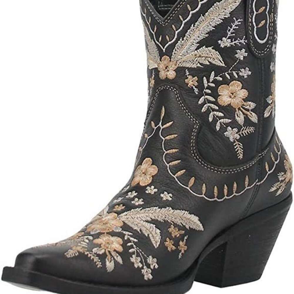 High Large Thick Heel Embroidered Sleeve Short Women S Leather Boots X Ddmysaturn