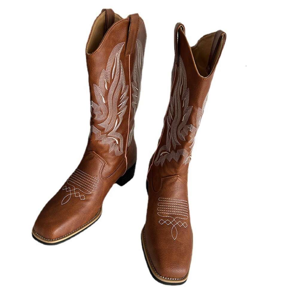 With Mid Martin Ethnic Style And Women S Fashion Short Embroidered Square Heel Long Tube Boots For Ddmysaturn
