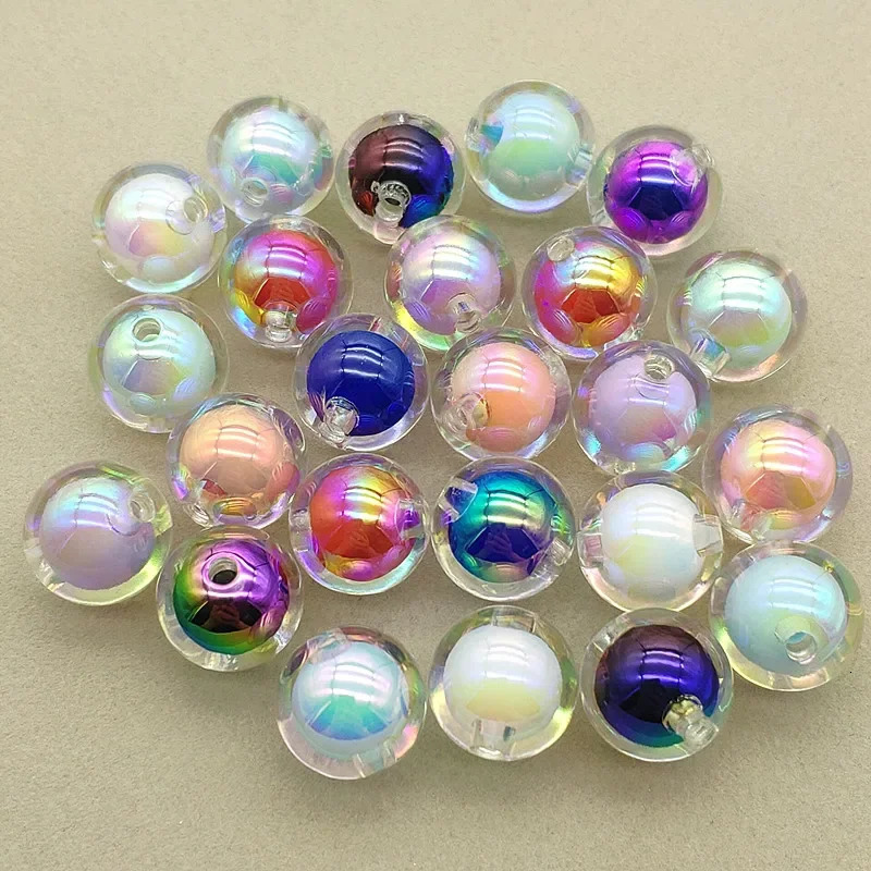 Arrival 16mm 100pcs UV Effect Round Beads In Beads For Handmade Bracelet/Earrings/Necklace DIY Parts Jewelry Findings 240620