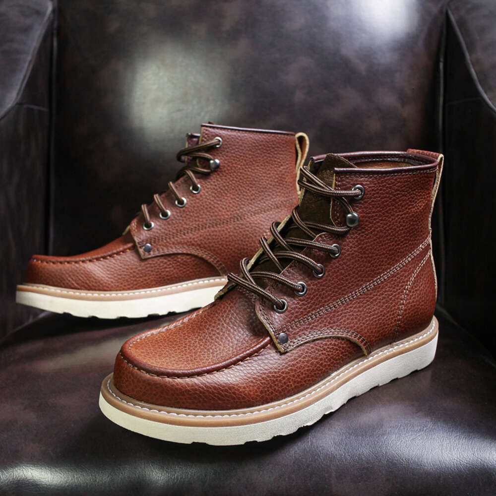 S Martin Men Cowhide Mid Length Thick Soled Leather British Outdoor Mark Workwear Shoes High Top Boots Men Ddmysaturn