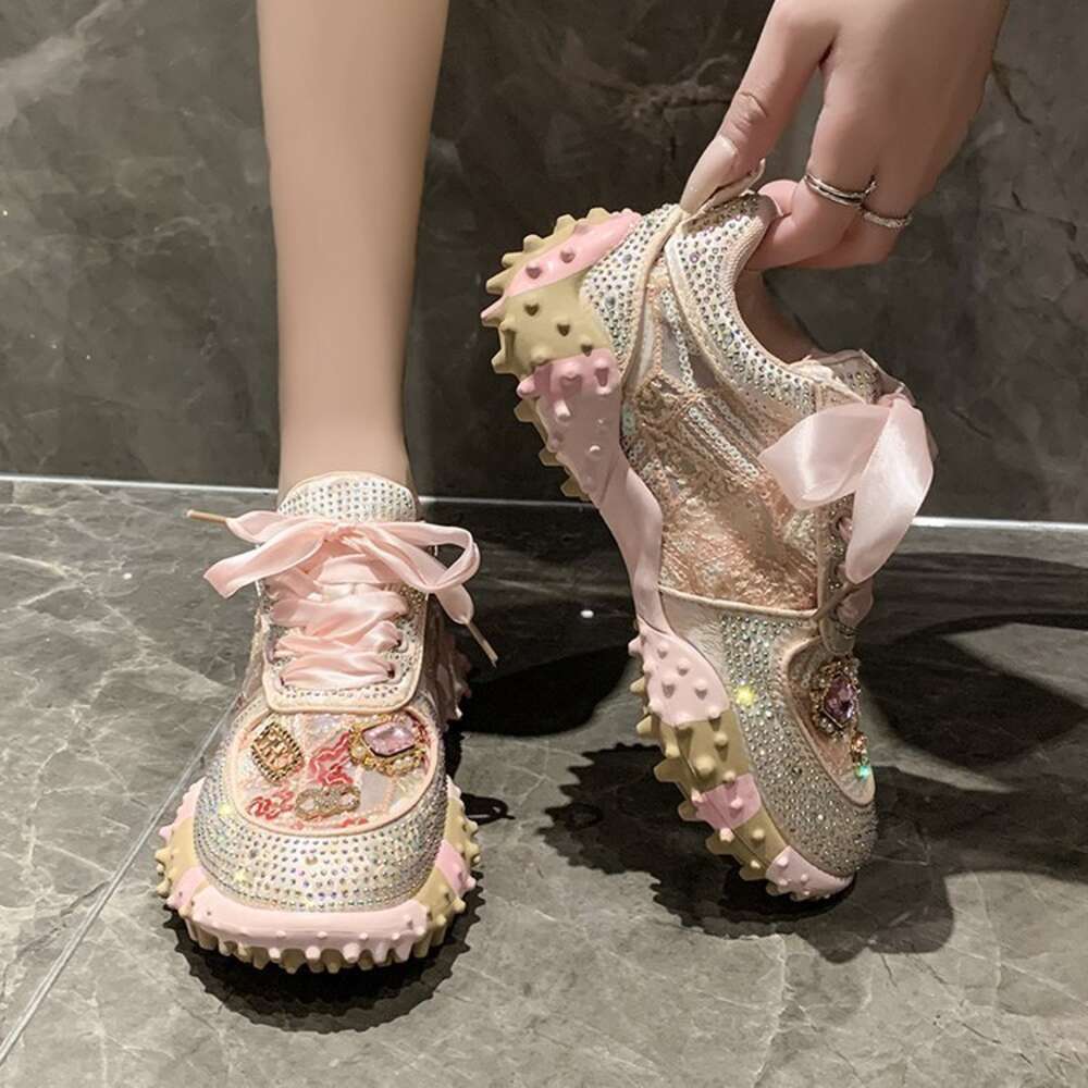 Ddmysports Dad S Women European Goods Explosive Street New Summer Breathable Single Thick Sole Casual Sports Water Diamond Mesh Shoes OUTDOOR