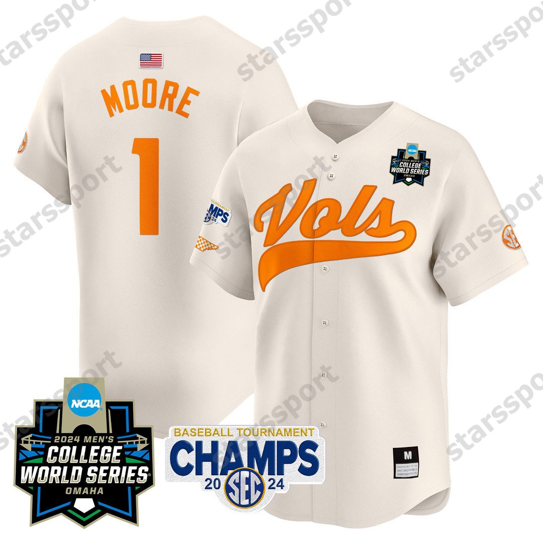 Custom 2024 Tennessee Volunteers Baseball CWS Christian Moore Bradke Lohry Blake Burke Billy Amick Kavares Tears Cannon Peebles Dylan Dreiling VOLS Je